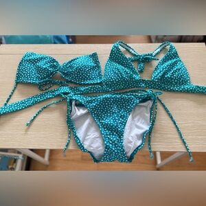 Victoria’s Secret star print bikini swimsuit (two tops and one bottom), NWOT